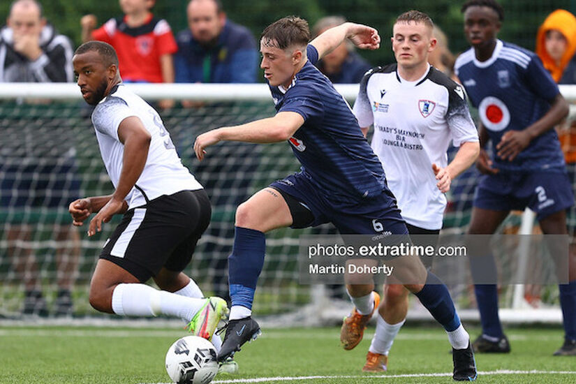 Adam Conway on the ball for Villa FC