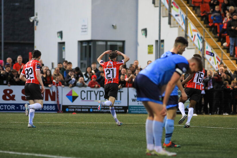 Matt Ward celebrating his goal against UCD