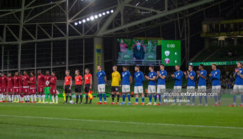 The Republic of Ireland team lining up ahead of their friendly game against Qatar in 2021