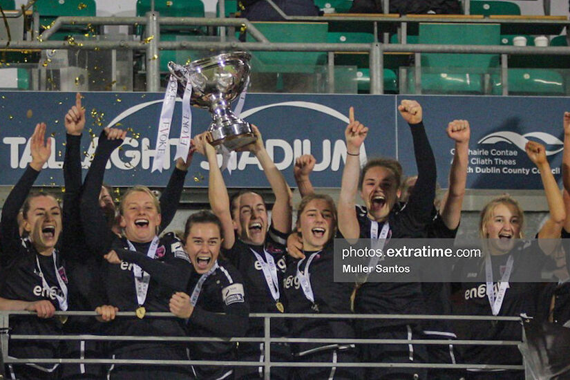 Wexford Youths celebrating following their FAI Women's Cup Final win last year