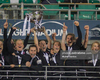 Wexford Youths celebrating following their FAI Women's Cup Final win last year