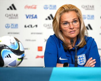 England boss Sarina Wiegman speaks to media in Brisbane, Australia ahead of the 2023 World Cup.