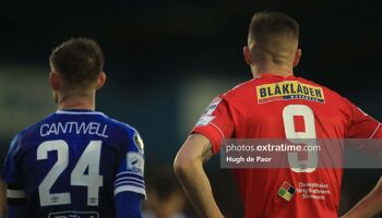 Killian Cantwell and Sean Boyd during the FAI Cup semi-final between Waterford and Shelbourne on Sunday, 16 October 2022.