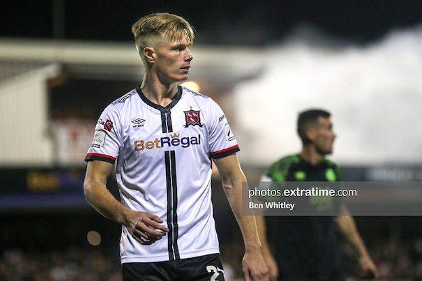 Dan Cleary in action for Dundalk against Shamrock Rovers last October