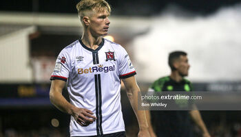 Dan Cleary in action for Dundalk against Shamrock Rovers last October