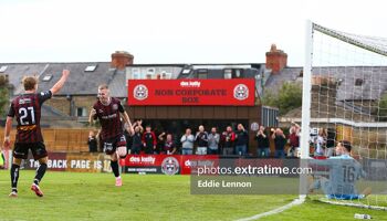 Ross Tierney celebrates his goal against Dundalk