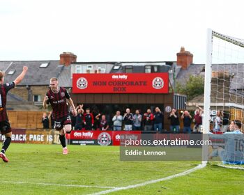 Ross Tierney celebrates his goal against Dundalk