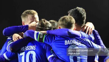 Waterford celebrate scoring against St Pats