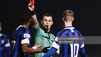 Referee issues a red card