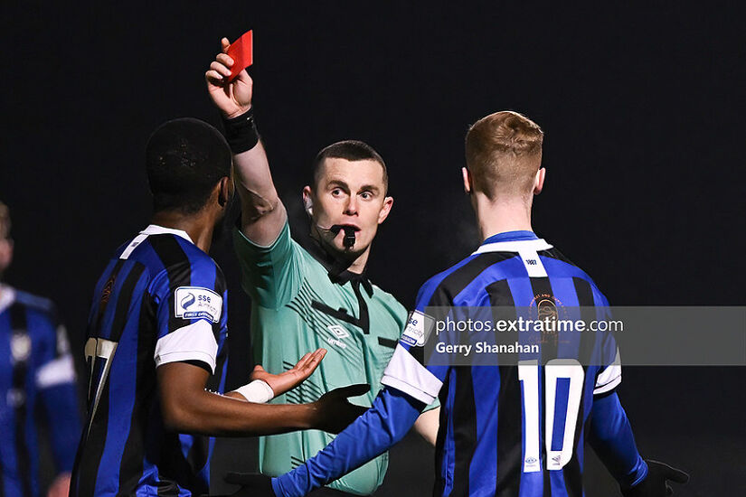 Referee issues a red card