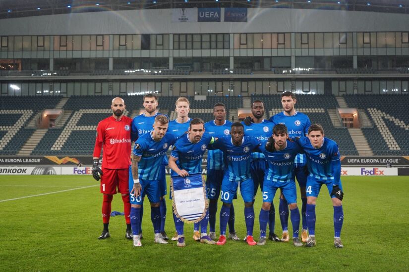 KAA Gent ahead of their Europa League group game in 2020 against Slovan Liberec