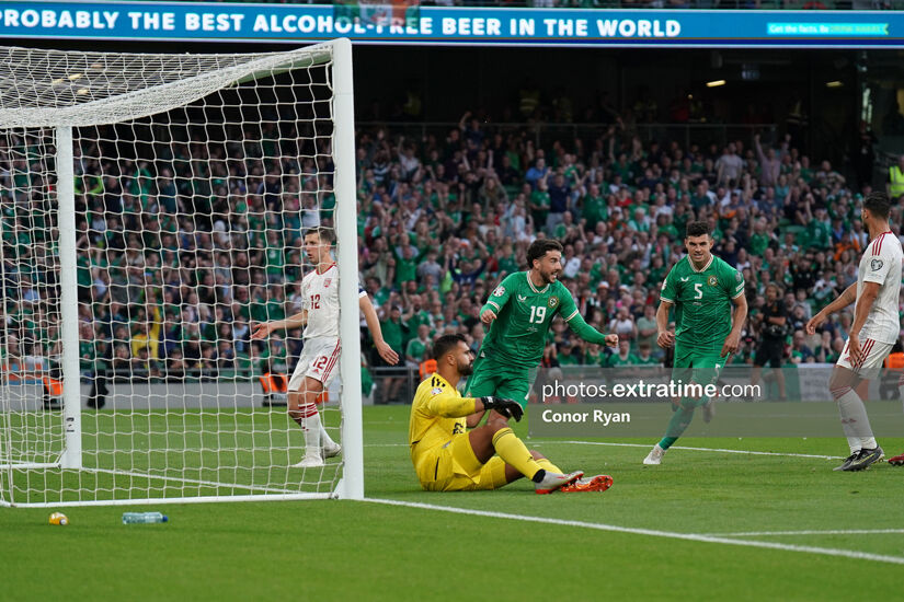 Mikey Johnston of Republic of Ireland turns away to celebrate after he opened the scoring