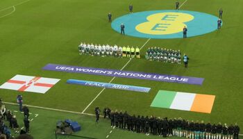 Northern Ireland and the Republic of Ireland teams in Windsor Park