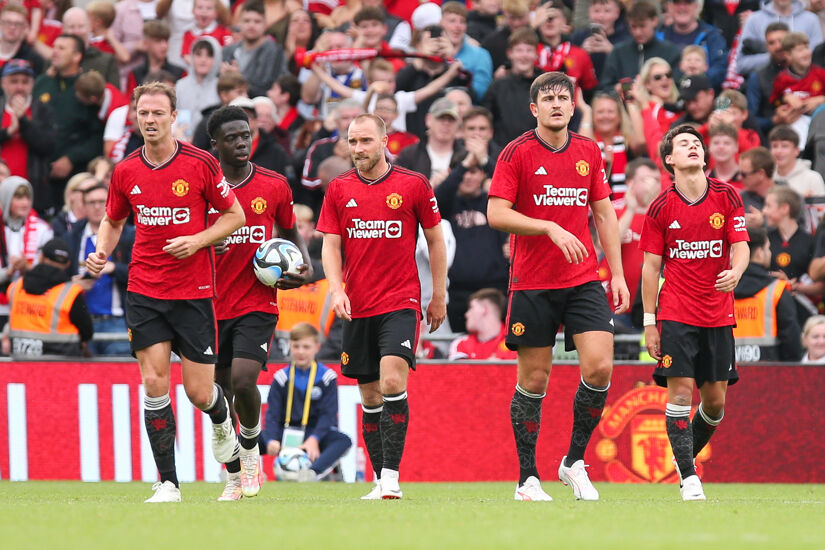 Man United players at the Aviva Stadium on Saturday