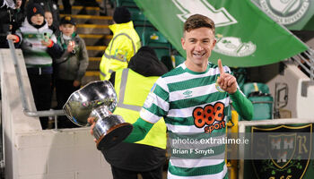 Shamrock Rovers skipper Ronan Finn with the President's Cup after his club's win in 2022