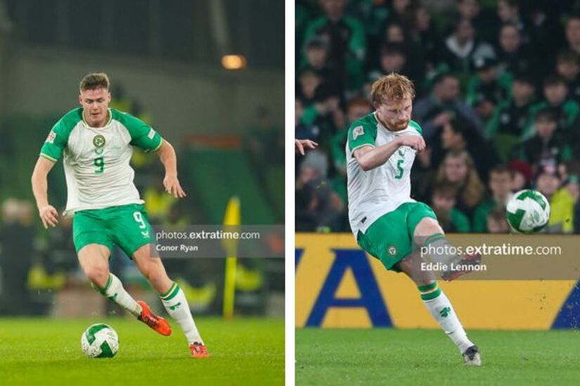 Evan Ferguson (left) netted the winner with Liam Scales part of a defence that claimed a clean sheet