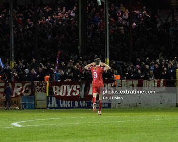 Sean Boyd celebrates scoring for Shelbourne