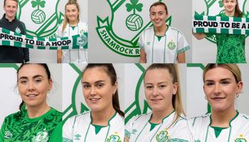 Abbie Larkin (centre top) one of seven players signed by Shamrock Rovers on Thursday