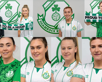 Abbie Larkin (centre top) one of seven players signed by Shamrock Rovers on Thursday