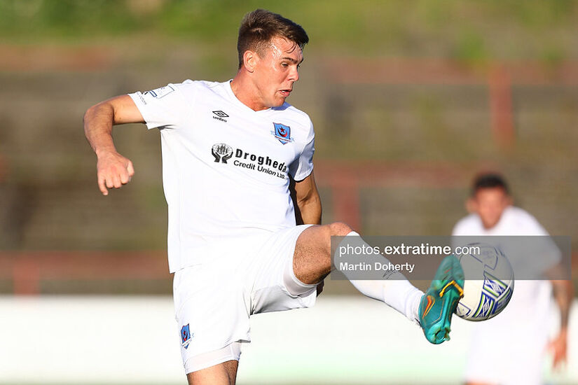 Dayle Rooney of Drogheda United on the ball during the Bohemian FC vs Drogheda United on 27th May 2022