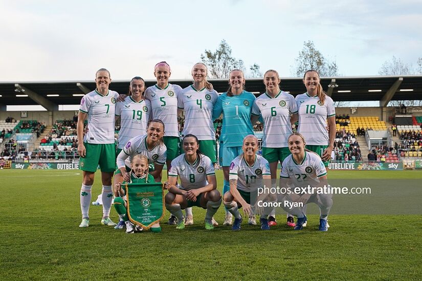 Ireland line up ahead of their UEFA Nations League game against Albania in October 2023