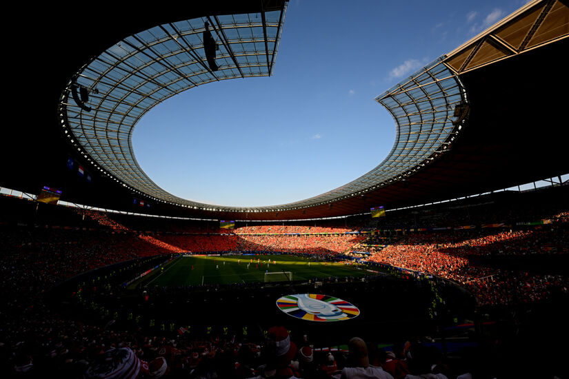 General view inside the stadium during the UEFA EURO 2024 group stage match between Netherlands and Austria at Olympiastadion on June 25, 2024 in Berlin