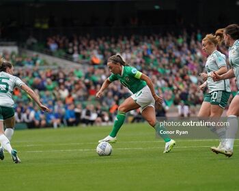 Ireland skipper Katie McCabe on the ball in her team's 3-0 win over Northern Ireland in the Aviva Stadium in September 2023