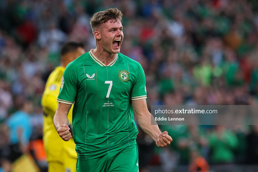 Evan Ferguson scores for Ireland against Gibraltar