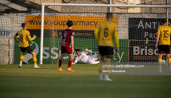 Chris Forrester scores from penalty spot during the Drogheda United v St Patrick's Athletic in June