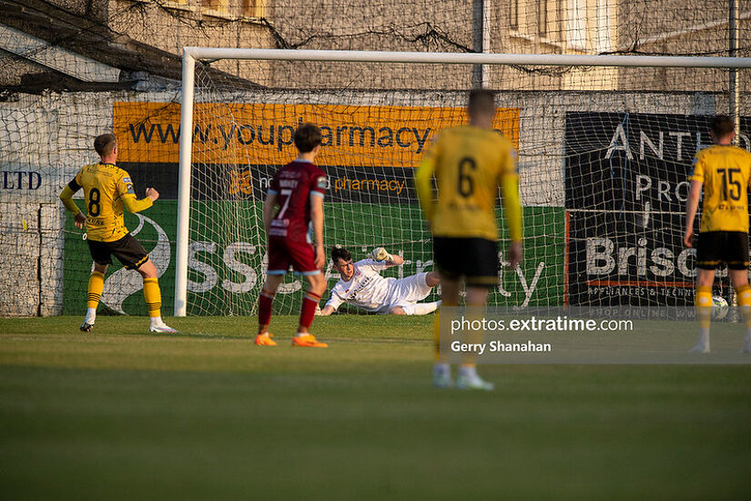 Chris Forrester scores from penalty spot during the Drogheda United v St Patrick's Athletic in June