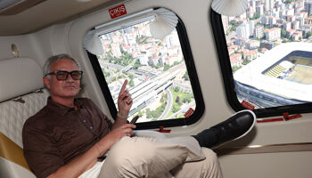 José Mourinho poses on his plane's descent to Istanbul.