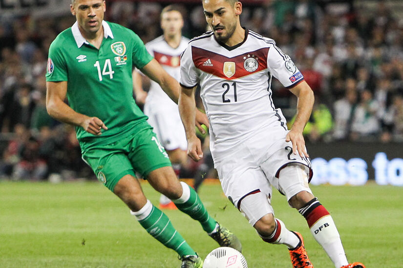 Ilkay Gundogan in action for Germany against the Republic of Ireland