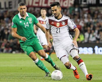Ilkay Gundogan in action for Germany against the Republic of Ireland