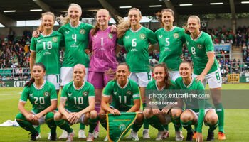 Ireland lineup for their friendly against France - with Kyra Carusa back row far left