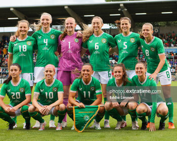 Ireland lineup for their friendly against France - with Kyra Carusa back row far left