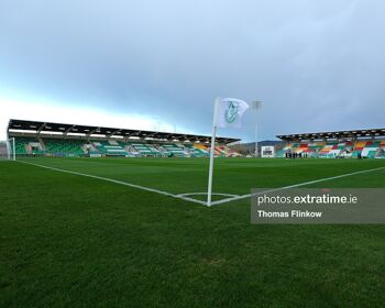 Tallaght Stadium with new green seating at one end of East Stand
