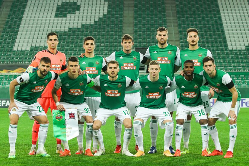 Rapid Vienna team lineup ahead of their 4-3 Europa League group game win over Dundalk in November 2020