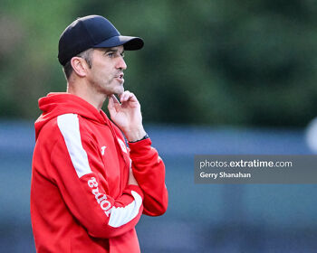 Sligo Rovers manager, Steve Feeney, during the 2022 Womens National League game between Athlone Town WFC and Sligo Rovers WFC at Athlone Town Stadium in Athlone, Ireland.