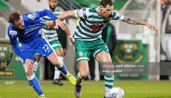 Chris McCann on the ball during Rovers 3-1 home win over Harps in May