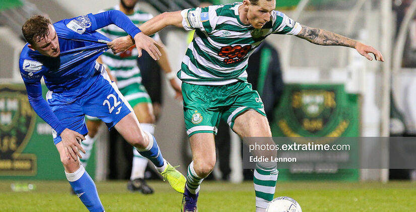Chris McCann on the ball during Rovers 3-1 home win over Harps in May
