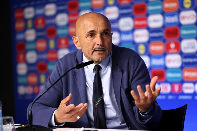 Luciano Spalletti, Head Coach of Italy, speaks to the media in a post match press conference following the UEFA EURO 2024 group stage match between Croatia and Italy at Football Stadium Leipzig