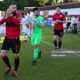 Longford Town captain Shane Elworthy applauds the home fans at Bishopsgate