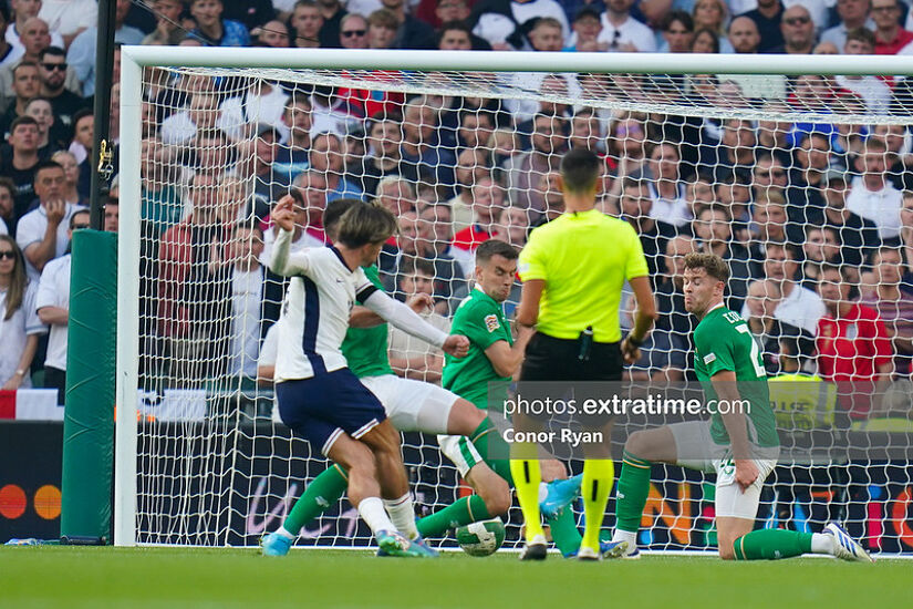 Jack Grealish scores England's second goal during the UEFA Nations League game between the Republic of Ireland and England 7th September 2024