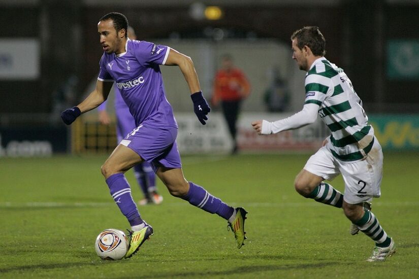 Andros Townsend in action against Shamrock Rovers in the Europa League group stages