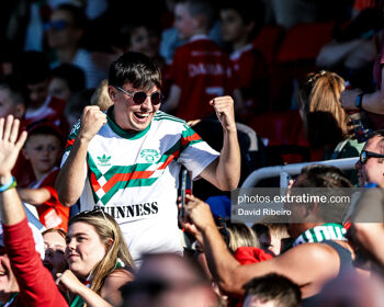 Cork City fan celebrates his sides win over Bohemians