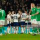 England celebrate one of their five second half goals against Ireland at Wembley on 17 November 2024