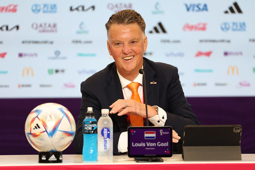 Head Coach of Netherlands, speaks to the media in the post match press conference