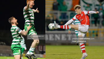 Rory Gaffney is lifted by Lee Grace (left) and Sam Curtis (right)