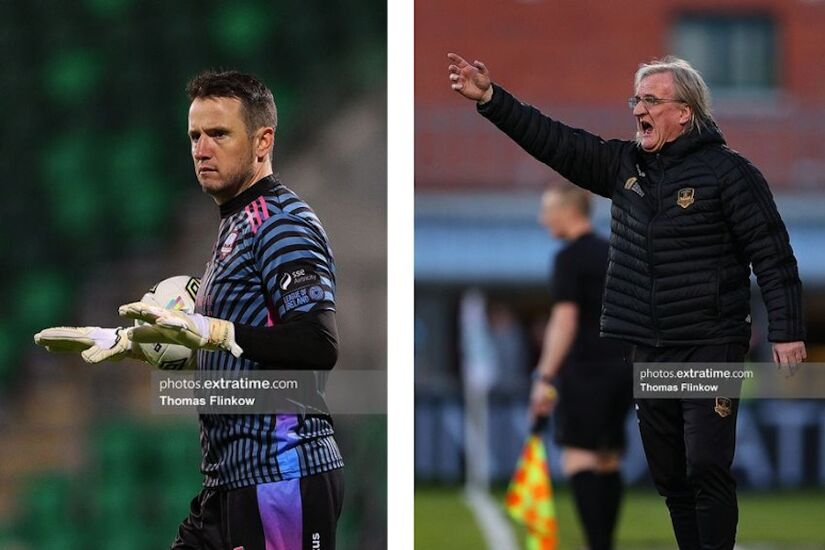 Brendan Clarke and Ollie Horgan at Tallaght Stadium during Galway's 1-1 draw with Shamrock Rovers in Tallaght Stadium on 26 April 2024