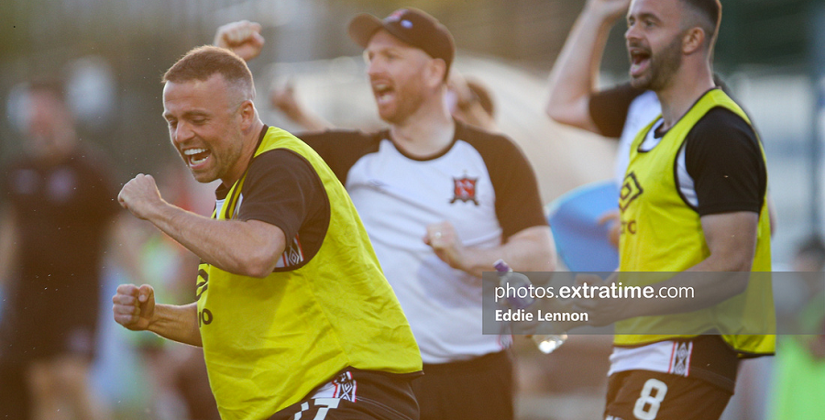 Dundalk celebrate the goal during their 1-0 win over Bohemians at Dalymount Park on Friday, 12 August 2022.